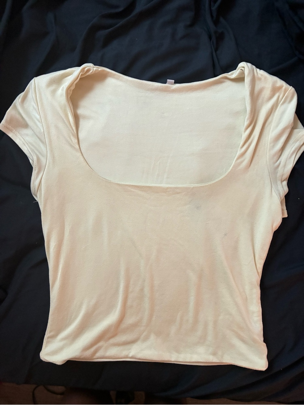 Women's Butter yellow/Cream Scoop Neck Short Sleeve Top